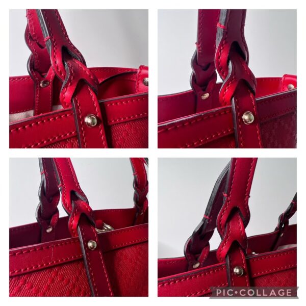 Gucci Diamanté Canvas and Leather Tote Bag with matching Pouch (Red) - Image 6