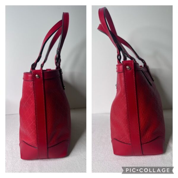 Gucci Diamanté Canvas and Leather Tote Bag with matching Pouch (Red) - Image 5